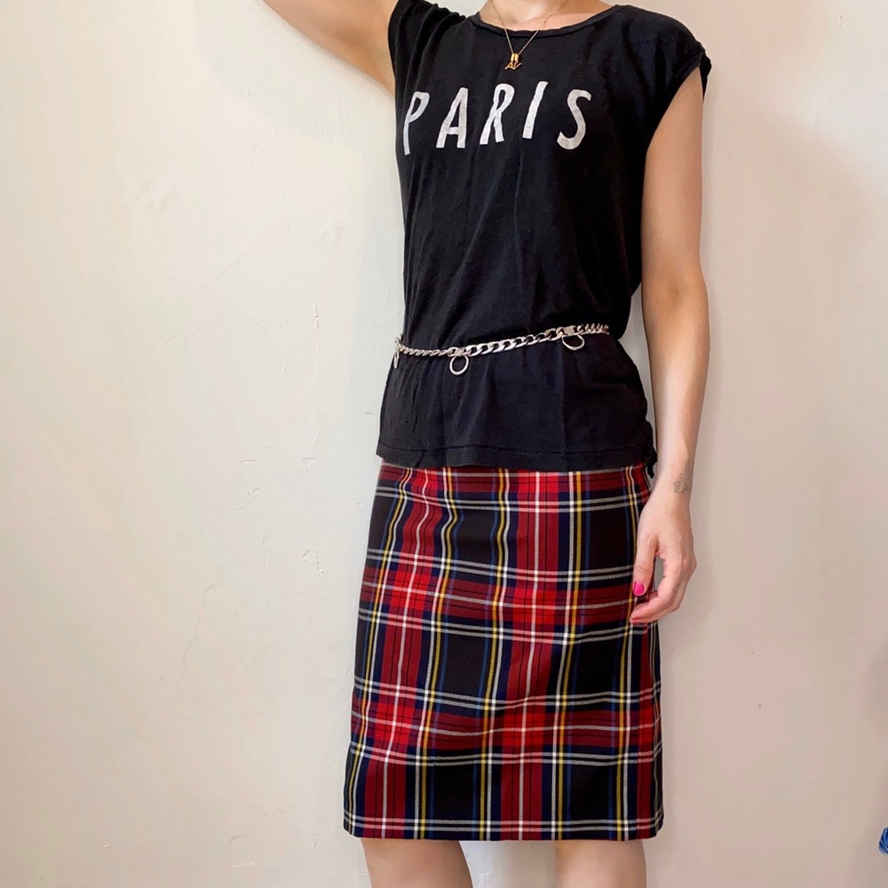 Plaid midi pencil skirt, BB Dakota, size 2